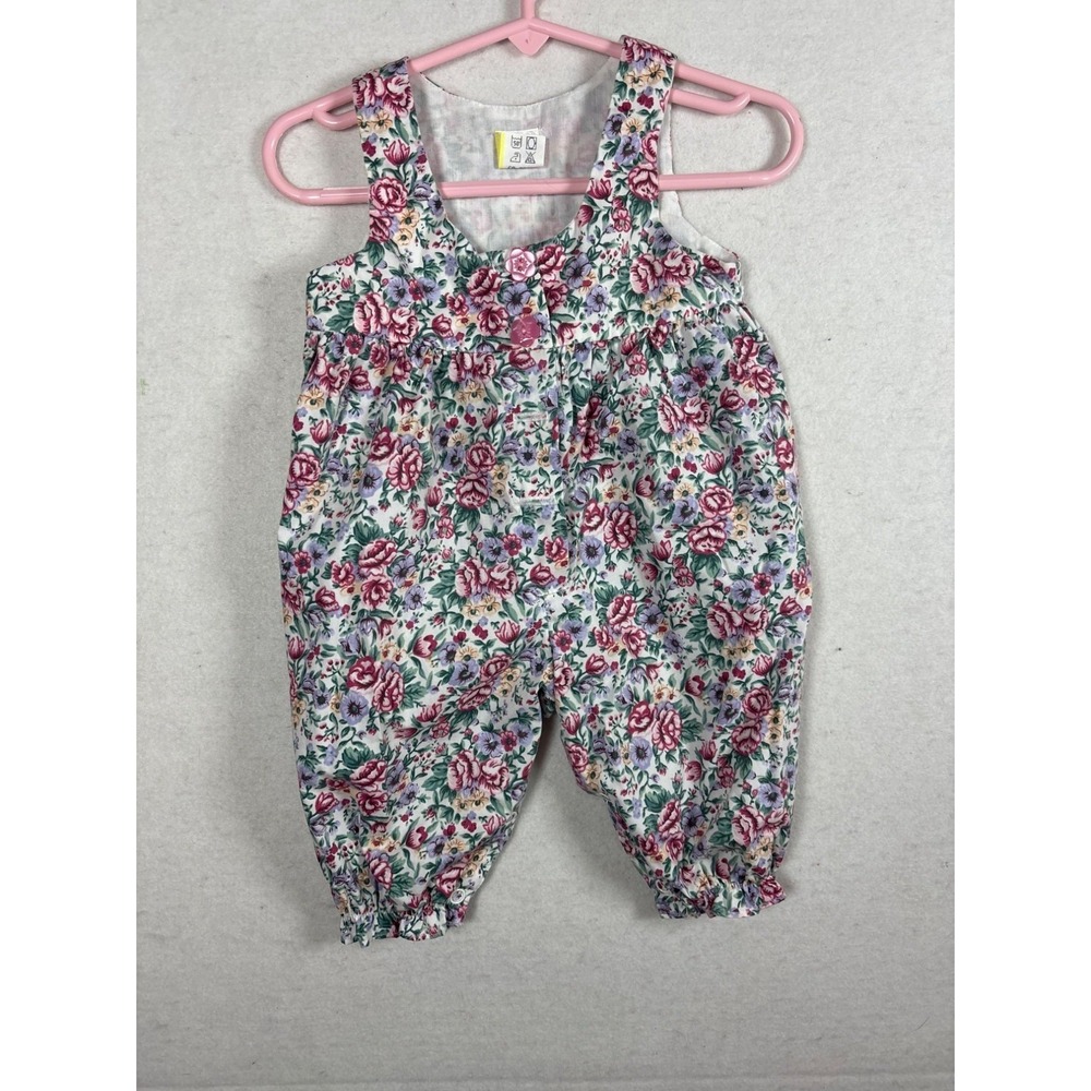 Baby Girls Floral Print Shortalls Jumper Romper 3-6 Months Cotton
